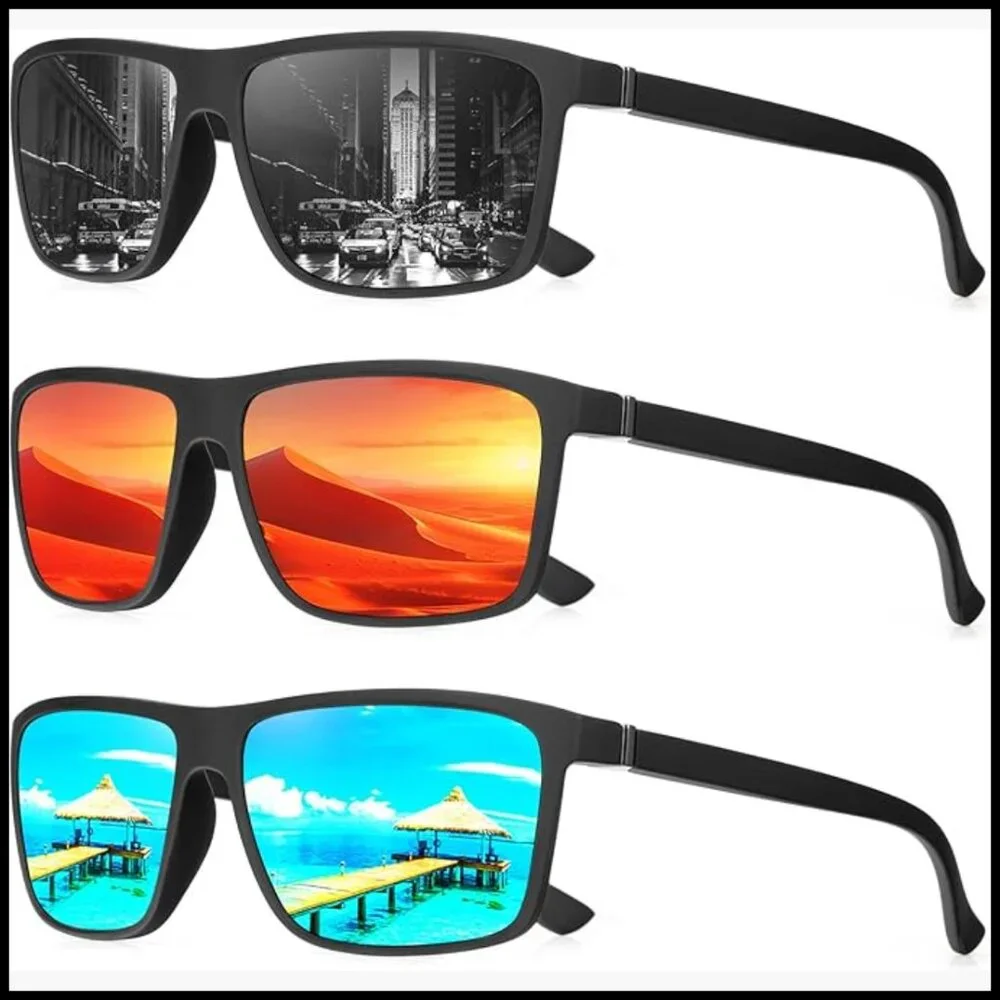 Polarized Sunglasses with UV400 Protection for Driving Fishing Golf 3 Packs